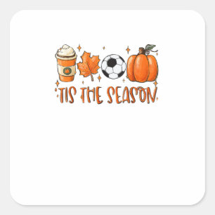 Tis The Season Leaf Latte Autumn Football Square Sticker
