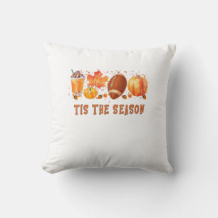 Tis The Season Leopard Football Halloween Fall Cushion
