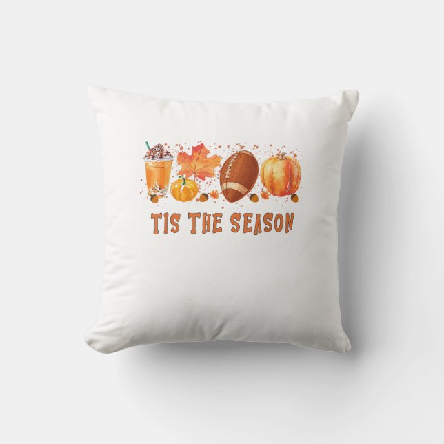 Tis The Season Leopard Football Halloween Fall Cushion (Front)
