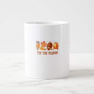 Tis The Season Leopard Football Halloween Fall Large Coffee Mug