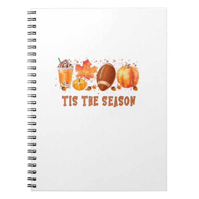 Tis The Season Leopard Football Halloween Fall Notebook (Front)