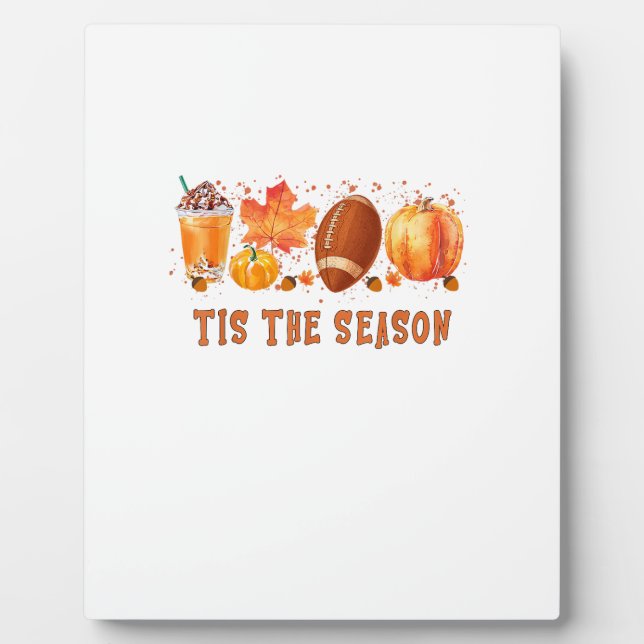 Tis The Season Leopard Football Halloween Fall Plaque (Front)