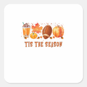 Tis The Season Leopard Football Halloween Fall Square Sticker