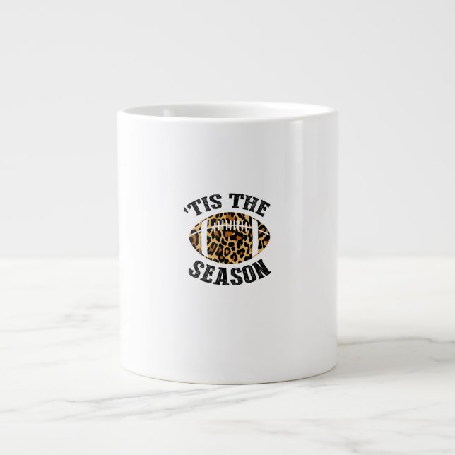 Tis The Season Leopard Football Season Game Day Large Coffee Mug (Front)