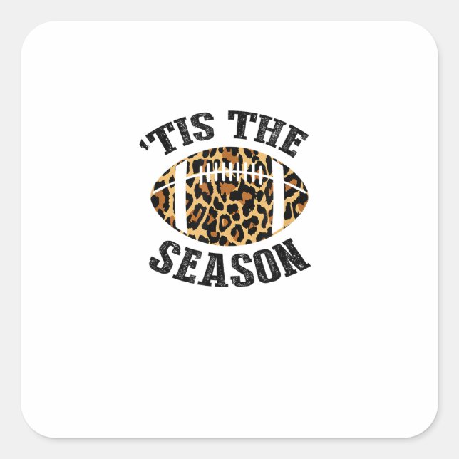 Tis The Season Leopard Football Season Game Day Square Sticker (Front)