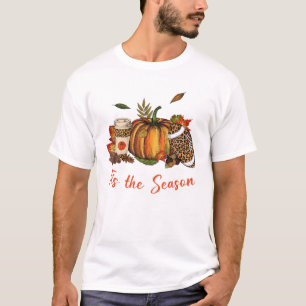 Tis The Season Leopard Pumpkin Football Fall Autum T-Shirt
