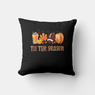 Tis The Season Leopard Pumpkin Football Halloween  Cushion
