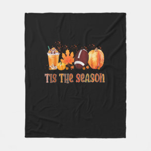 Tis The Season Leopard Pumpkin Football Halloween Fleece Blanket