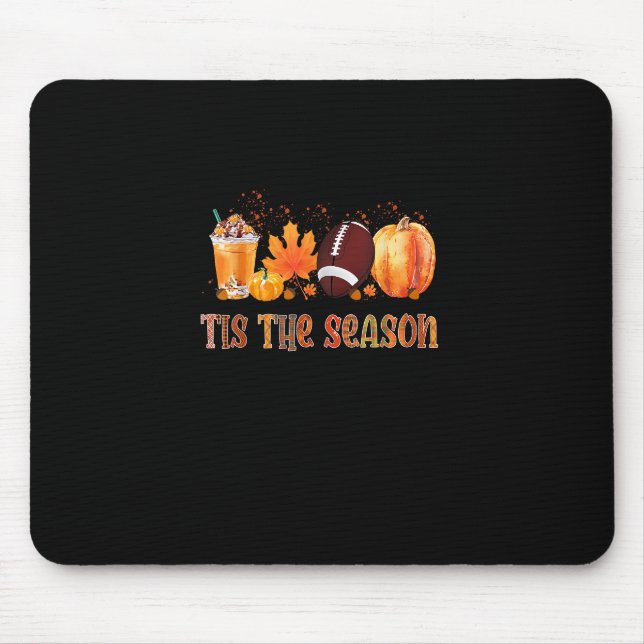 Tis The Season Leopard Pumpkin Football Halloween  Mouse Mat (Front)