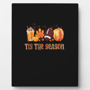 Tis The Season Leopard Pumpkin Football Halloween  Plaque