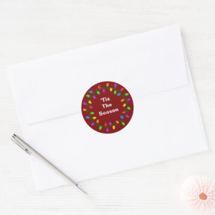 Tis The Season Light Wreath Red Classic Round Sticker