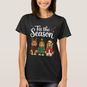 Tis The Season Lion Christmas Santa Safari Animal  T-Shirt