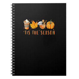 Tis The Season Lunch Lady Pumpkin Spice Fall Leave Notebook