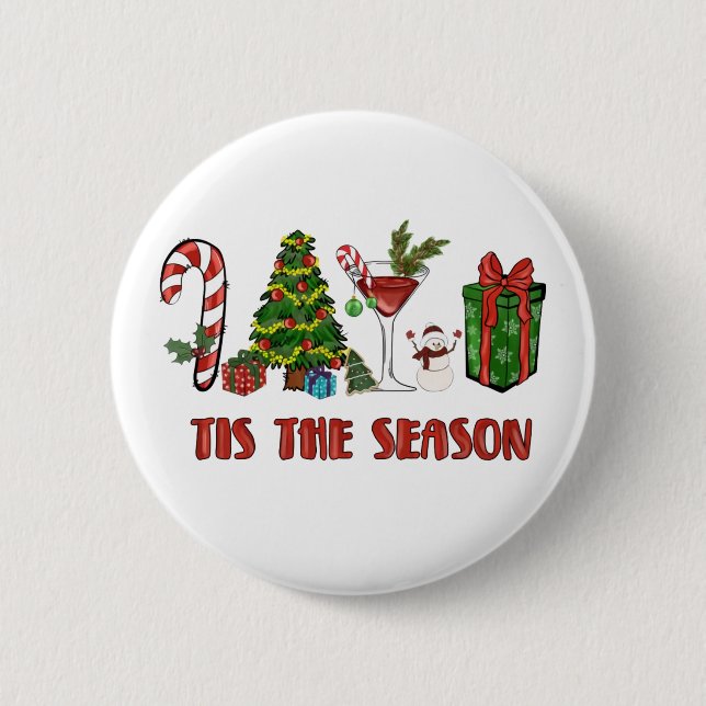Tis The Season Merry Christmas 6 Cm Round Badge (Front)