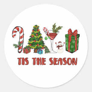 Tis The Season Merry Christmas Classic Round Sticker