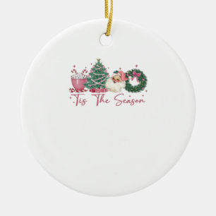 Tis The Season Merry Christmas Cute Xmas Coffee Ch Ceramic Tree Decoration