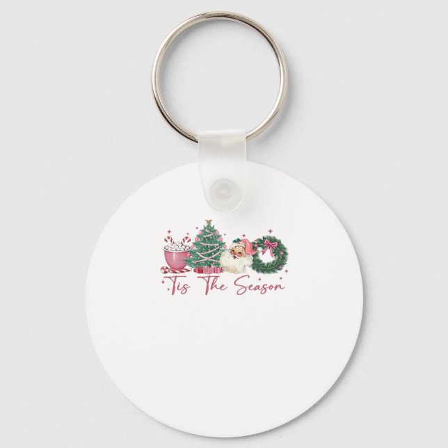 Tis The Season Merry Christmas Cute Xmas Coffee Ch Key Ring (Front)