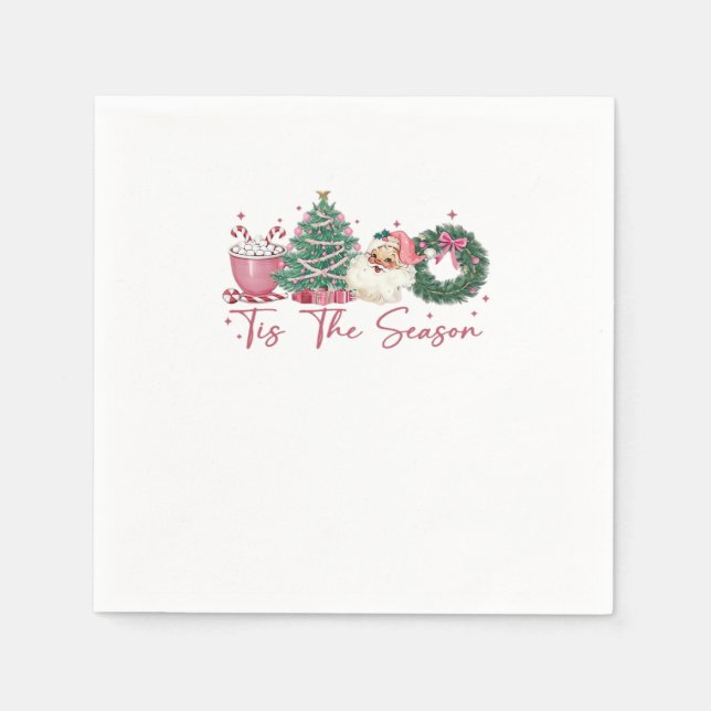 Tis The Season Merry Christmas Cute Xmas Coffee Ch Napkin (Front)