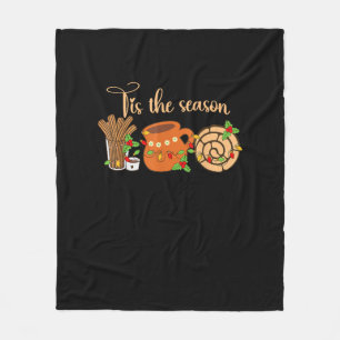 Tis The Season Mexican Christmas Cafecito Pan Dulc Fleece Blanket