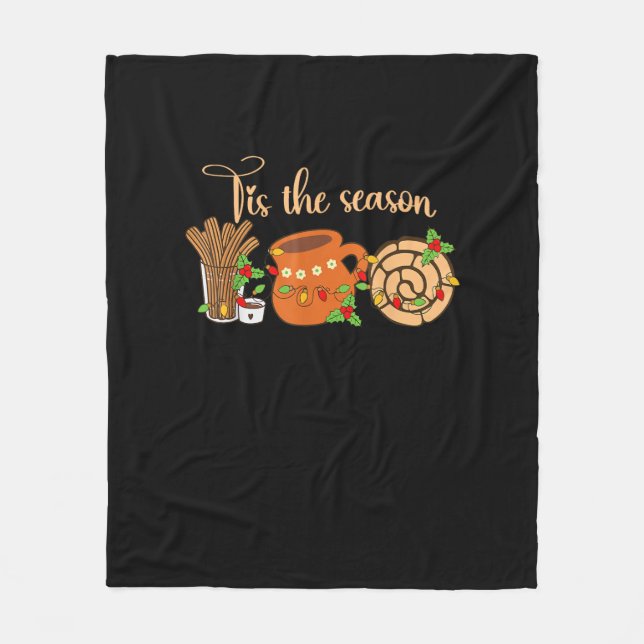 Tis The Season Mexican Christmas Cafecito Pan Dulc Fleece Blanket (Front)