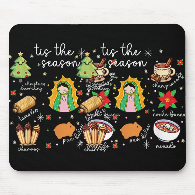 Tis The Season Mexican Christmas Feliz Navidad Xma Mouse Mat (Front)