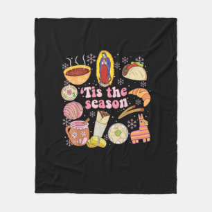 Tis The Season Mexican Christmas Holiday Fleece Blanket