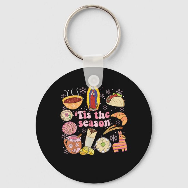 Tis The Season Mexican Christmas Holiday Key Ring (Front)