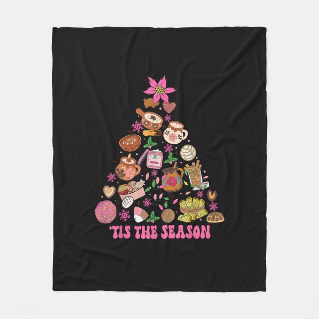 Tis The Season Mexican Christmas Tree Tamales Pan  Fleece Blanket (Front)