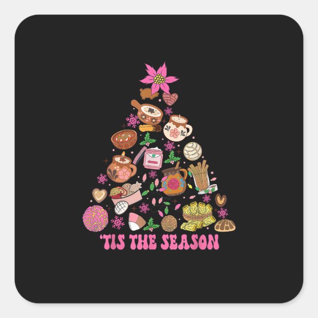 Tis The Season Mexican Christmas Tree Tamales Pan  Square Sticker (Front)