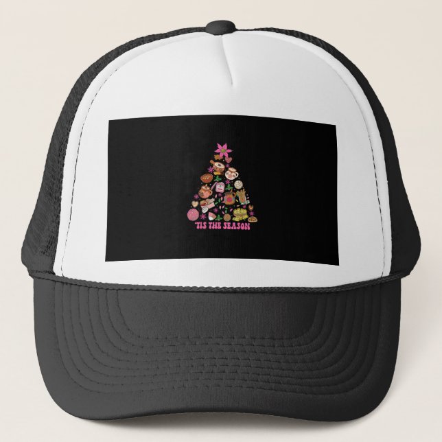 Tis The Season Mexican Christmas Tree Tamales Pan  Trucker Hat (Front)