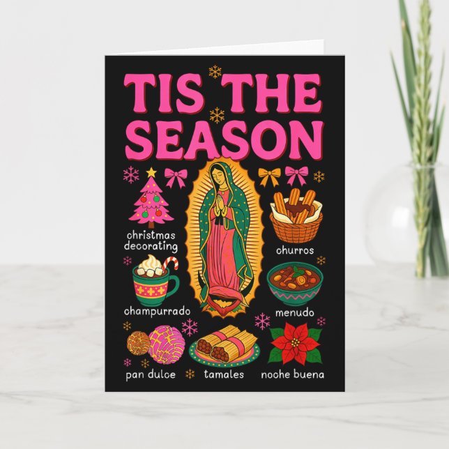 Tis The Season Mexican Christmas Xmas Food Pan Dul Card (Front)