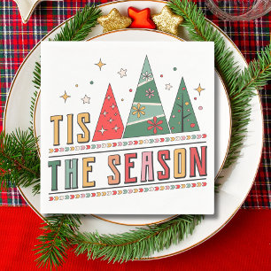 Tis The Season Modern Christmas Typography Napkin