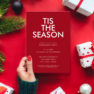Tis The Season Modern Minimalist Christmas Party Invitation