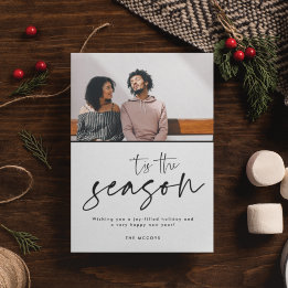 Tis the Season Modern Photo Christmas Holiday Card