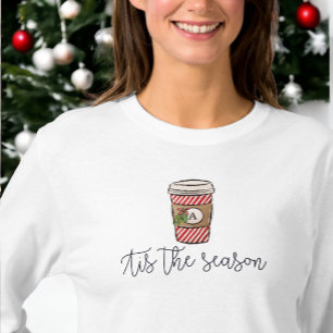 ’Tis the Season Monogram Christmas Coffee Cup T-Shirt