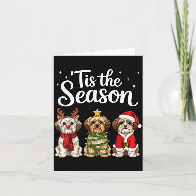 Tis The Season Morkie Christmas Santa Dog Lover  Card (Front)