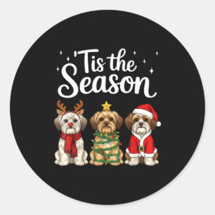 Tis The Season Morkie Christmas Santa Dog Lover  Classic Round Sticker