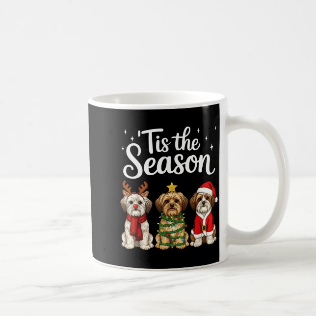Tis The Season Morkie Christmas Santa Dog Lover  Coffee Mug (Right)