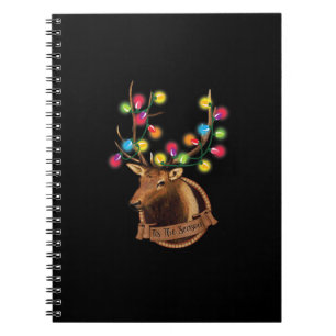 Tis The Season Mounted Reindeer With Christmas Lig Notebook