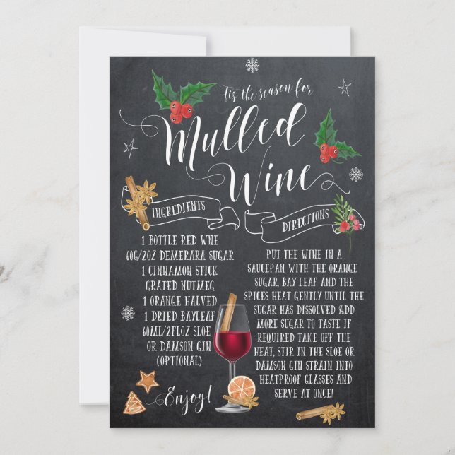Tis the Season mulled wine christmas holiday card (Front)