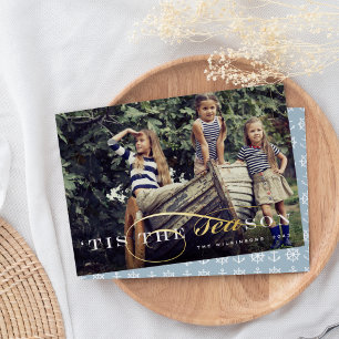 Tis the Season   Nautical Christmas Photo Foil Holiday Card