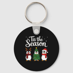 Tis The Season Penguin Christmas Santa Long Sleeve Key Ring