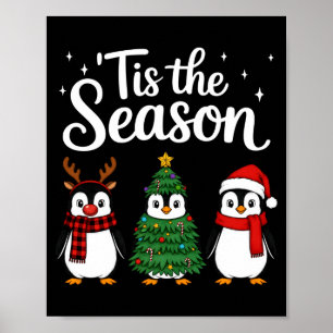 Tis The Season Penguin Christmas Santa Long Sleeve Poster