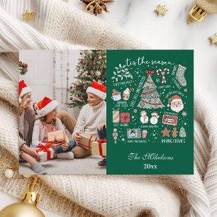 Tis The Season Photo Retro Green Christmas Holiday Card