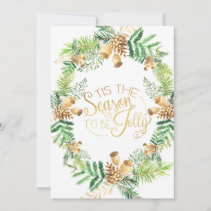 Tis The Season Pine Wreath Holiday Card