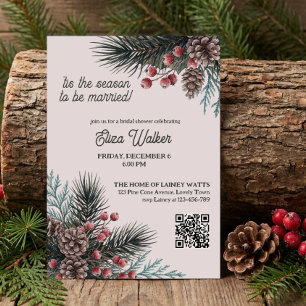 Tis the Season Pinecone Winter Bridal Shower Invitation