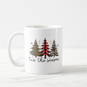 "Tis the Season" Plaid Leopard Christmas Trees Coffee Mug