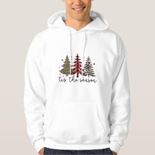 "Tis the Season" Plaid Leopard Christmas Trees Hoodie