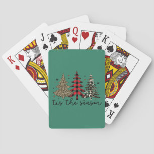 "Tis the Season" Plaid Leopard Christmas Trees Playing Cards