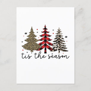 "Tis the Season" Plaid Leopard Christmas Trees Postcard